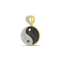 3gems Prodavaonice nakita 10kt žuti zlatni mens okrugli crni boja poboljšani dijamant yin yang charm