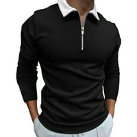 Muški polo majice s dugim rukavima Ležerne prilike Soild patentni zatvarač Okrenite ovratnik vrhunske modne ležerne bluze