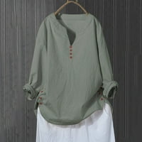 Gyouwnll T majice za ženske košulje za žene CottonLong rukave na otvorenom kauzalna majica zeleni xl