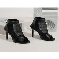 Ženske haljine pumpe cipele zadnje patentne zatvarače CUTOUT STILETTO Sandale za žene modne petene sandale dame peep toe čizme crna 4,5
