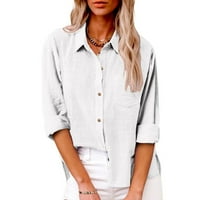 Umitay Bijele majice s dugim rukavima za gumb dugih rukava dugih dugih rukava u ženskoj boji, majica