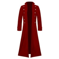 Wofeydo zimski jakne za muškarce, muški modni kaput jakna vintage jakna kaput srednji i dugi kaput dugih rukava, zimski kaputi za muškarce, kožna jakna za muškarce crvena 2xl