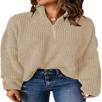 Žene Loose Quarter Zip pulover džemper Pola zip rebra Knit Turtleneck džemper Jumper Top