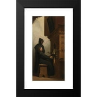 Johannes Bosboom Black Moderni uokvireni muzejski umjetnički ispis pod nazivom - igranje organa i pjevanje monaha