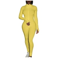 Adviicd Jumpsuits za žene s dugim rukavima Ženske špagete skakači - cisterna Jedna bodycon mršava ROMPERS Playsuit Sportwear Clubweard Yellow XXL