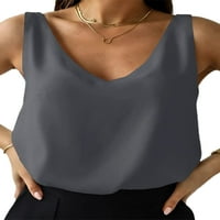 Žene svileni satenski prsluk Solid V izrez Casual Caxi Camis Camisole Bluuses Ljetni bazični majica