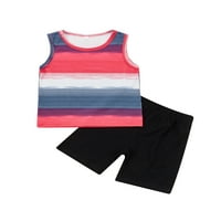 Mialeoley Toddler Baby Boy Summer Set odjeće, bez rukava u boji okrugli vrat + elastični struk čvrste kratke hlače