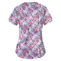 Ženske vrhove bluza Žene kratki rukav labav grafički otisci Košulje okrugli dekolte Summer Multicolor S