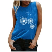 Ženski vrpci za vrat tens ljetni maslačak cvjetni print tiskovi prsluk casual odmorice majice plavi