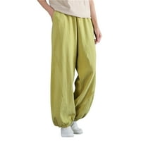 Ženske harem hlače Jednobojne torbe velike noge elastične hlače visoke struke Duge ljetne hlače s džepovima