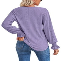 Capreze čipka za šivanje majice Hollow Tunic bluza za ženske vrećastog čvrstih boja Tee Jesenski dugi