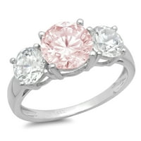 3.25ct okrugli rez ružičasti simulirani dijamant 14k bijeli zlatni godišnjički angažman kamena prstena