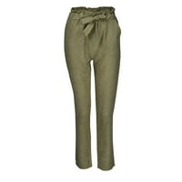 Eokhery Hlače za žene visoke elastične struke Srednje raste rastepetne hlače ženske radne pantalone