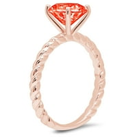 2. CT sjajan okrugli rez prozirni simulirani dijamant 18k ružičasto zlato pasijans prsten sz 7.5