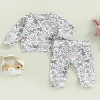 Meihuida baby Girls hlače postavljaju zečje ispis dugih rukava s dugim rukavima s elastičnim zvezdama