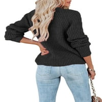 Beiwei Ženski džemper s dugim rukavima Dukmetni džemper Dugme Osorka Mekana odjeća Dame Otvoreno Prednja topla crna 2xl