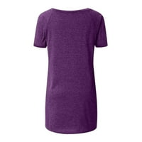 Žene ljetne vrhove Ležerne prilike labave pulover Velika V-izrez kratki rukav labav solid purple xxl