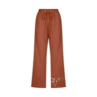 Loose hlače za žene Ljeto crtanje pamučne posteljine široke noge obrezane dukseve Dame Lounge Džepovi pantalone