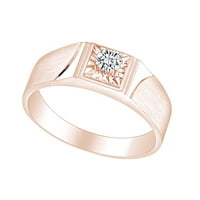 Bijeli prirodni dijamant Muškarci Solitaire Vjenčani prsten 14K Solid ruže Zlatni prsten veličine-14