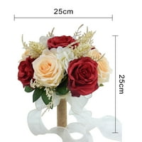 Dugotrajna umjetna ruža elegantna vjenčana vještačka buket s vrpcom Bowknot Green lišće realno za višekratnu