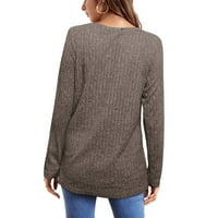 Huaai džemperi za žene ženske majice s dugim rukavima Crewneck Tunic vrhovi lagani jeseni džemperi padaju džempere za žene kaki s
