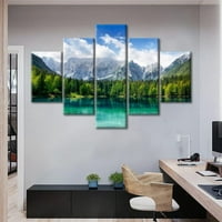 Uokvirena krajolika Tema Platno Zidno umjetničko set, 60 X32 planina sa Emerald Lake Wall Canvas Art