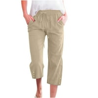 Oieyuz Capris hlače za žene Trendy Solid Boja elastična nacrtač natkrivene hlače udobne pamučne pantalone