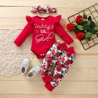 TODDLER Baby Girls Outfits Set Set Pismo Ispis dugih rukava za rubne vrhove cvjetnih hlača Ležerni set