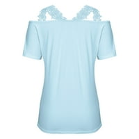 Darzheoy ljetne majice za Womem casual tops moda plus veličine vrhova ležerna čipkasti patchwork solid