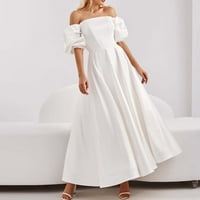 Haljina za plažu za vjenčanje gost moda Elegantna seksi casual jedno rame Tanka puna boja duga haljina casual ljetna haljina bijela m