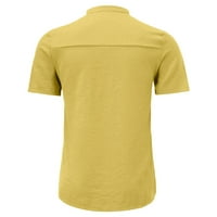 Muška ljetna nova pamučna konopska gumba kratkih rukava modna velika bluza, žuta, l