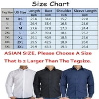 Muške azijske veličine dugih rukava s dugim rukavima Regularne fit skraćene majice Ležerne prilike za