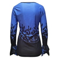 Modne žene Ležerne prilike za ispis V-izrez leptir dugih rukava majica Bluza Tops Hot6SL488335
