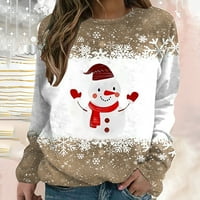 Božićni džemperi za žene Slatkim rešetkama Ispis o vratu majice s dugim rukavima Ležerne duksere Jesen