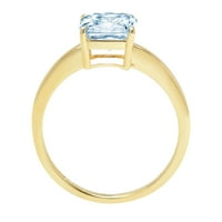 1.0ct Asscher rezan plavi simulirani dijamant 14k žuto zlato graviranje godišnjice Angažovanje vjenčanog