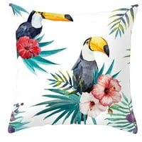 4-komadni set jastuk za bacanje u kućni ukras s tropskim postrojenjem Papagajnog ptica Ispis Dekorativni