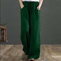 Puntoco Plus Veličina Ženska hlače, ženske pune boje elastične labave hlače ravno široke pantalone za noge hlače zeleno 8