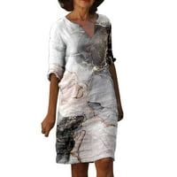 Ženska moda plus veličina srednje duljine tiskane haljine s dugim rukavima VENSE haljine i_ xl