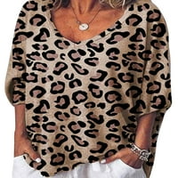 Ženska bluza rukava dimljiva Leopard Leopard Leisure Top