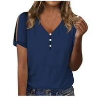 Žene ljetne vrhove V izrez cvjetne majice kratki rukav košulje casual bode Split Tunic Tops bluza XL