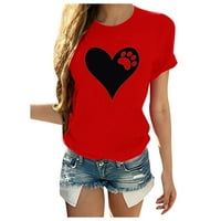 Xiuh Ženske kratke rukave O-izrez za ispis srca u obliku srca Ležerne prilike bluza majica Grafička