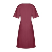 Zermoge ljetne haljine za žene čišćenje Ženska moda V-izrez Labavi kratki rukav, puna rukavska haljina