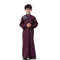 Odeerbi Baby Boys Odjeća za odjeću TODDLER OUTFIT Muslimanske čiste modne haljine Dugi vrhovi Udobna bluza Burgundija