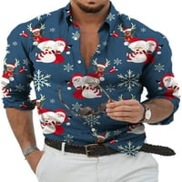 HAITE muškarci vrhovi gumb niz božićne košulje dugih rukava Tunika majica MENS XMAS bluza rever vrat stil-c xl