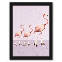 Americanflat Flamingo Rollerskate Obitelj Coco de Paris Black Frame Wall Art Art