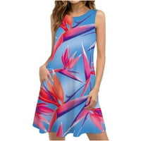 STAMZOD mini haljina za žene Ljetne haljine za plažu cvjetna majica Sundress casual džepovi Boho tenk