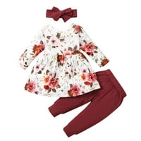 Ketyyh-Chn Baby Girls Outfit Solid Color s dugim rukavima Romper, suknja za rušenje RD3,100