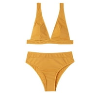 Teen kupaći kostim, Axxd Sexy Solid Coumingwimwer bikini Split kupaći kostim za nove trendove Žuto 10