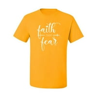 Slatki kršćanin citira vjeru zbog straha inspirativno kršćanske muške grafičke majice, zlato, veliko