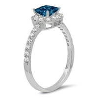 1. CT briljantna princeza Clear Simulirani dijamant 18k bijeli zlatni halo pasijans sa Accentima prsten